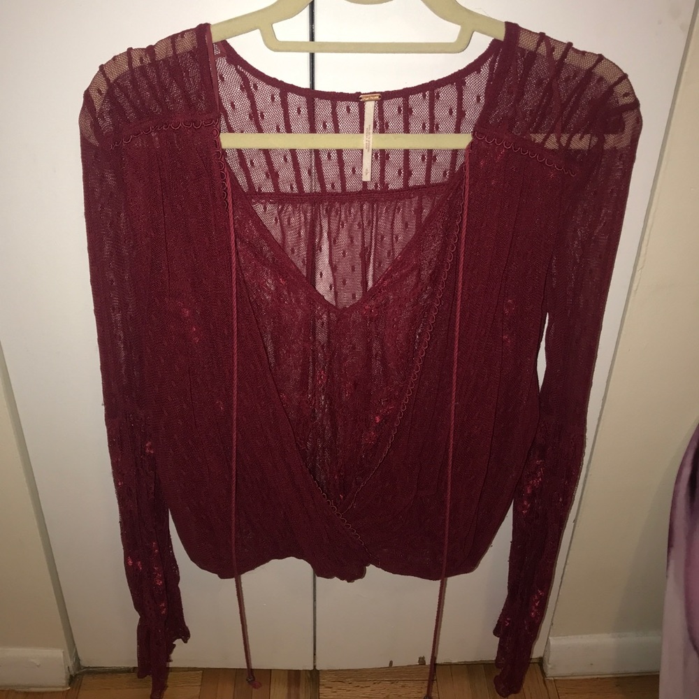 Red Lace Free People Top